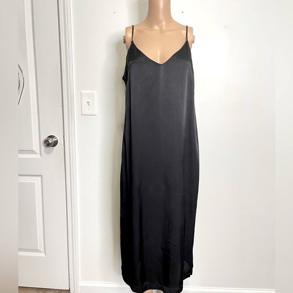 Silk Satin Slip Midi Dress Relax fit With Side Slit